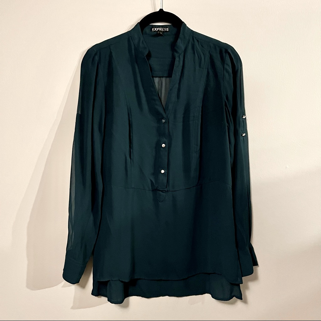 Express Half Button Placket Tunic Blouse